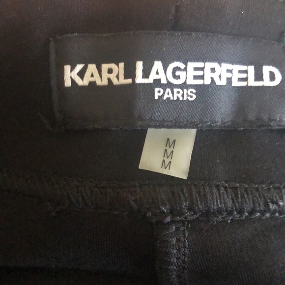 Karl Lagerfeld Black Ponte Knit Pull On Slim Pant Sz M Stretch Fall Wardrobe - Picture 4 of 6